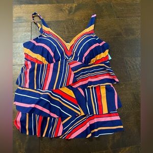 NWT SWIMSUITS FOR ALL 18 Shore Club tankini top swimsuit New tiered ruffles